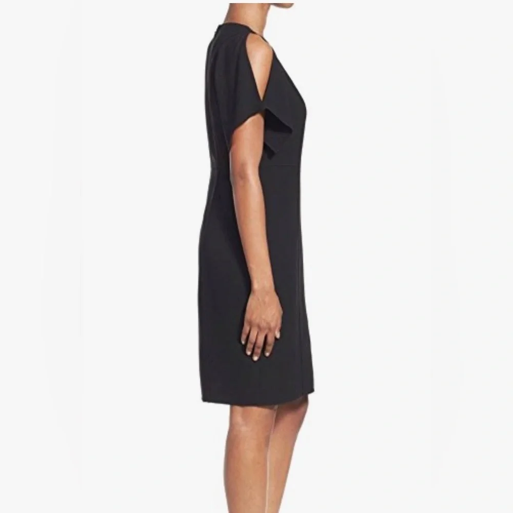 Elie Tahari Sheath Cold Shoulder Dress Black Size 6 $398 Lourdes Crepe NWT - Picture 4 of 4